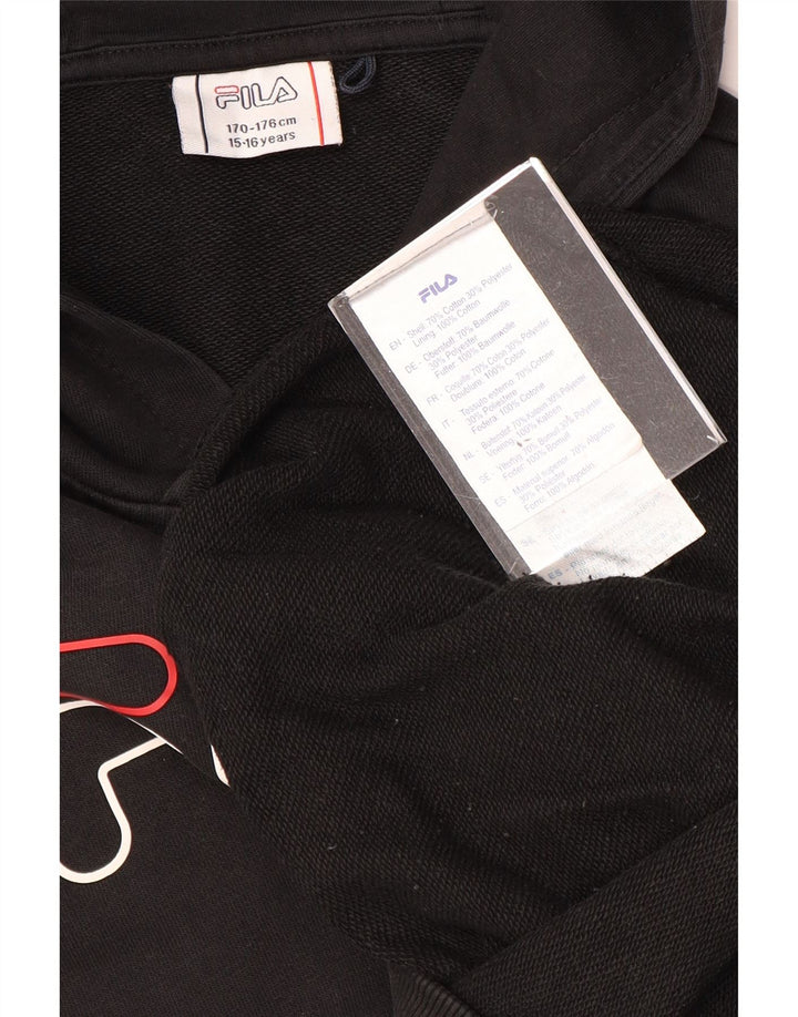 Maglione con cappuccio grafico FILA per ragazzi 15-16 anni in cotone nero