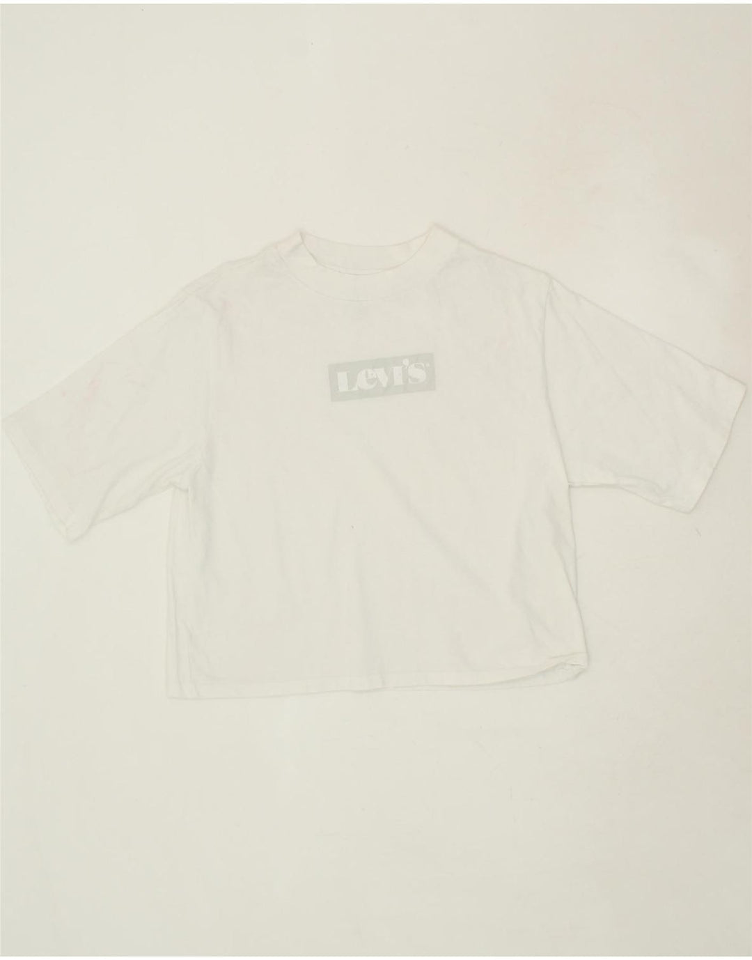 LEVI'S Womens Oversized Crop Graphic T-Shirt Top UK 6 XS White Vintage Levi's and Second-Hand Levi's from Messina Hembry 