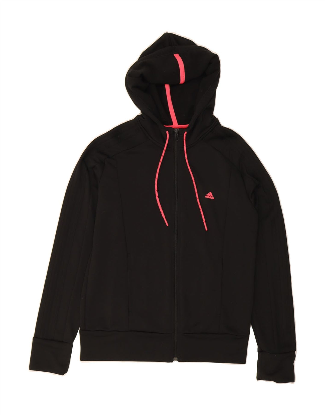 ADIDAS Womens Climalite Zip Hoodie Sweater UK 12/14 Medium Black Polyester Vintage Adidas and Second-Hand Adidas from Messina Hembry 