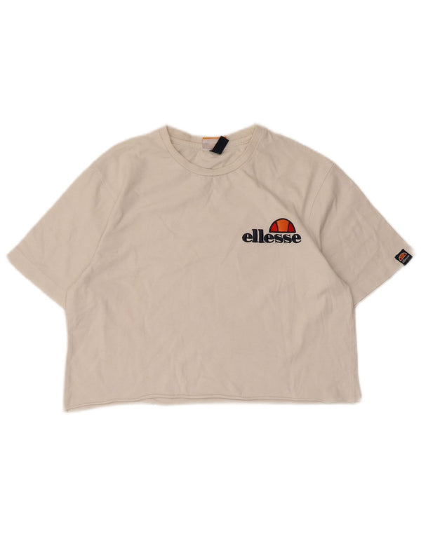 Ellesse Womens Crop Graphic T-Shirt Top UK 10 Small White