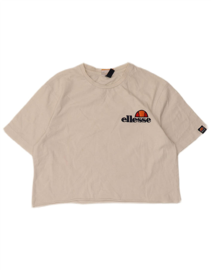 T-shirt grafica corta da donna Ellesse UK 10 piccola bianca
