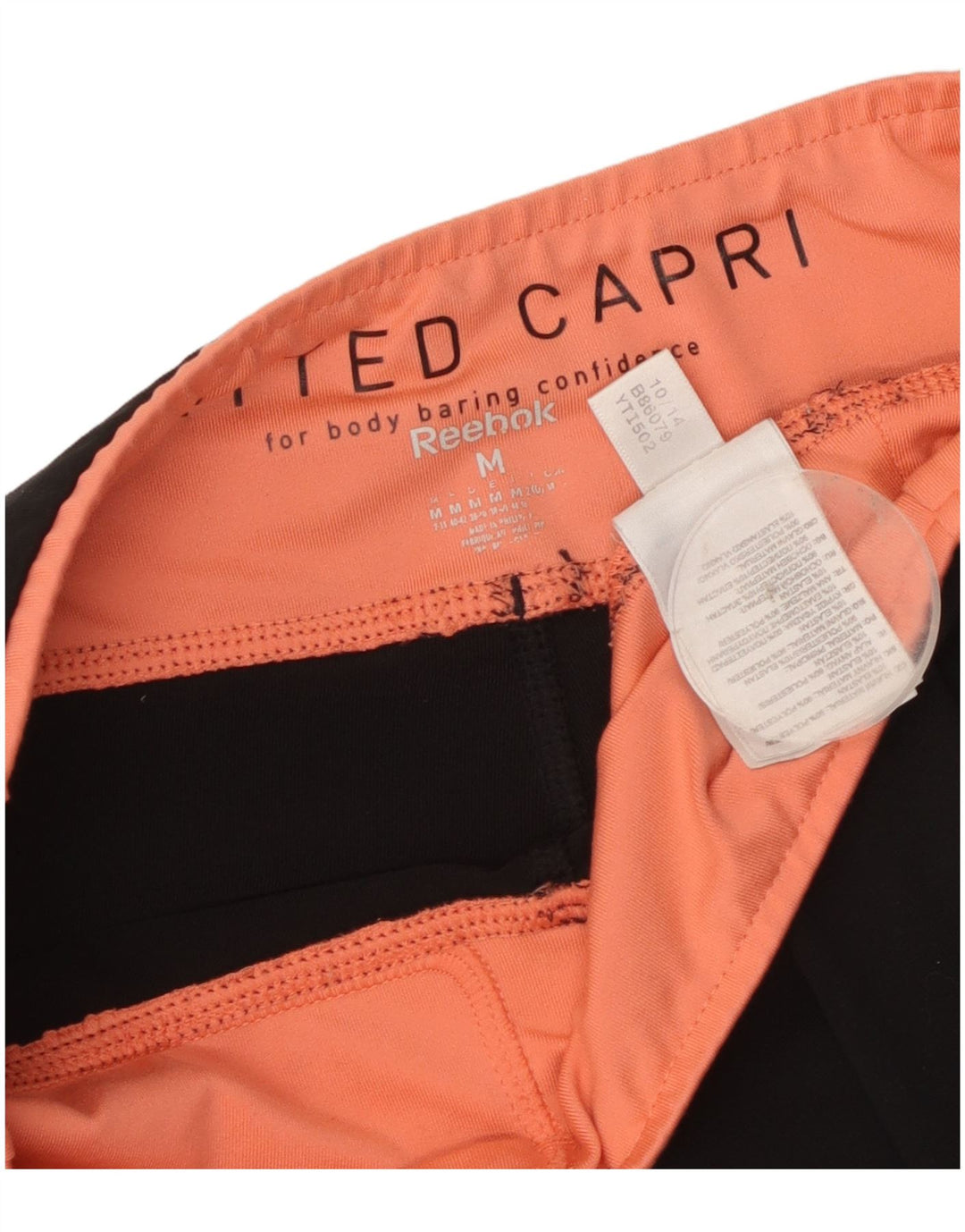 Leggings Capri aderenti Reebok da donna UK 14 medio nero poliestere