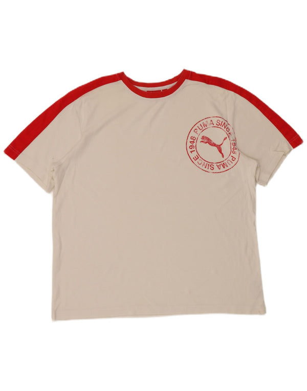 T-shirt grafica da uomo PUMA Top XL in cotone color block bianco