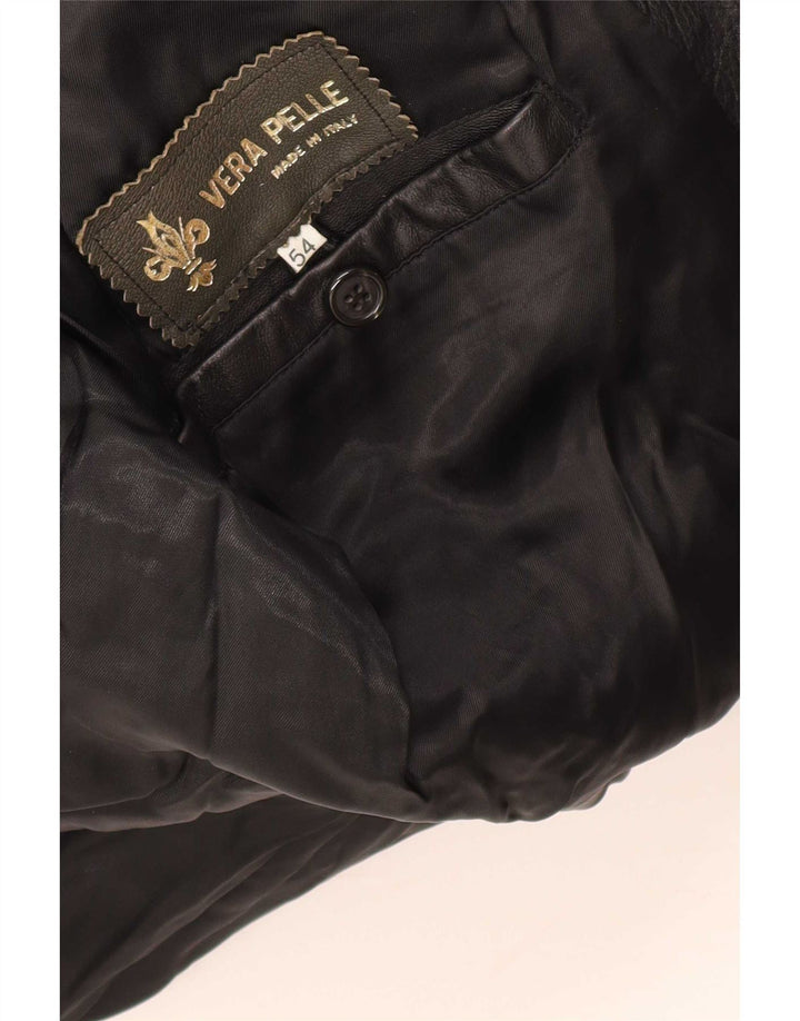 Cappotto in pelle vintage da uomo IT 54 2XL Nero