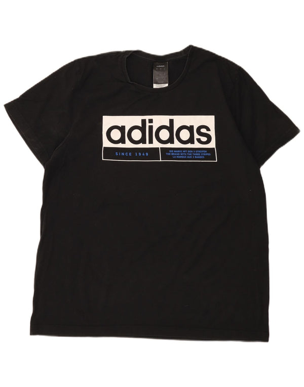 T-shirt grafica da uomo Adidas Top in cotone nero medio