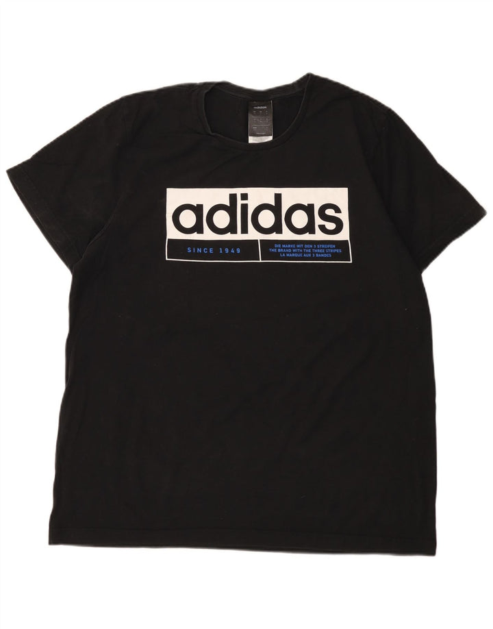 T-shirt grafica da uomo Adidas Top in cotone nero medio