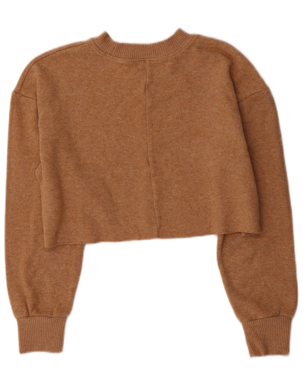 Maglione girocollo oversize corto da donna Zara UK 10 piccolo marrone