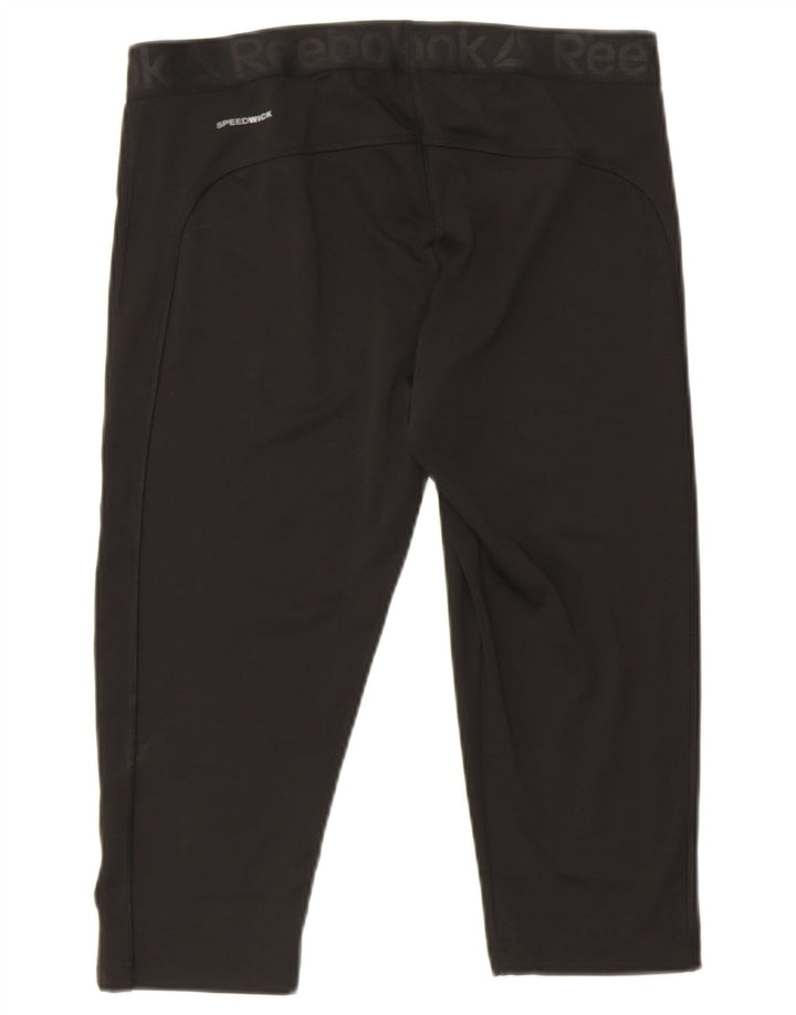 Leggings Capri Reebok da donna UK 16/18 Large Nero Poliestere