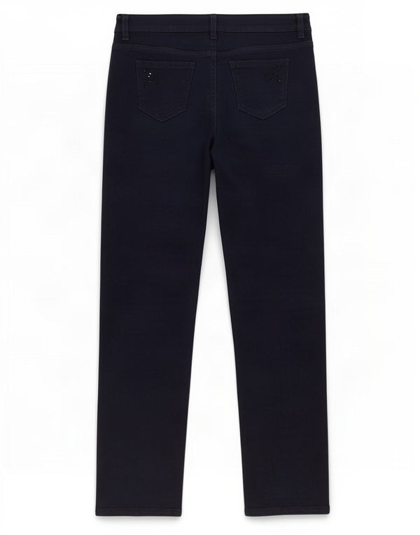 Jeans dritti da donna Marks & Spencer UK 10 piccoli W30 L29 cotone blu navy