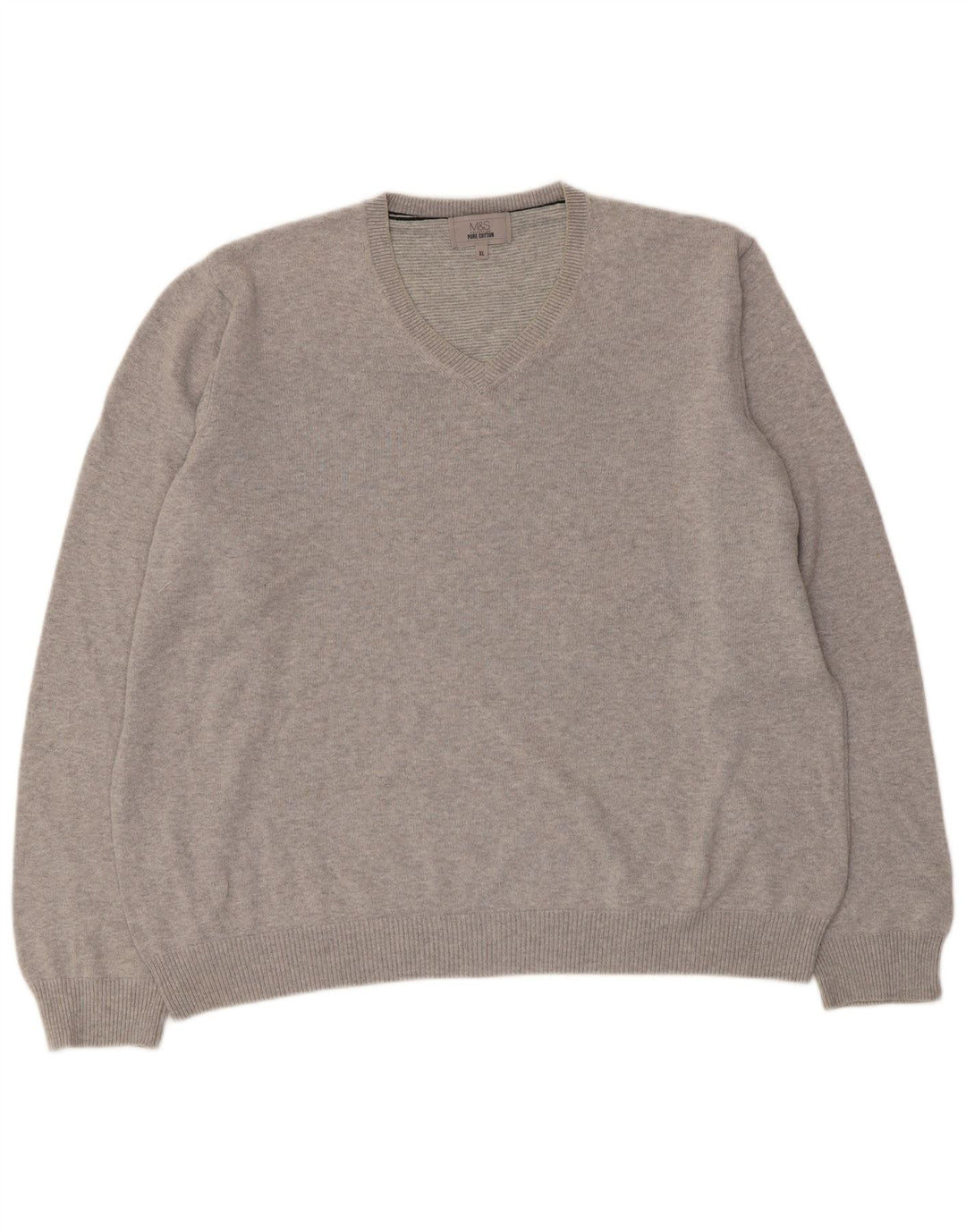 Maglione da uomo con scollo a V Marks & Spencer XL in cotone grigio