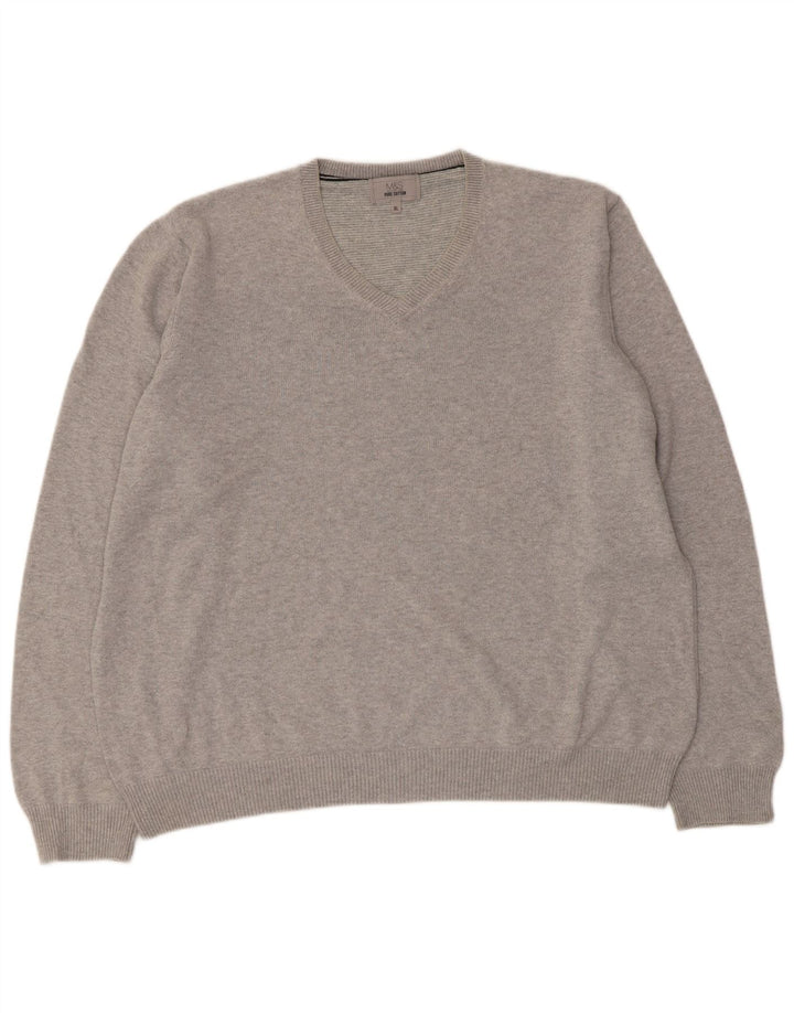 Maglione da uomo con scollo a V Marks & Spencer XL in cotone grigio