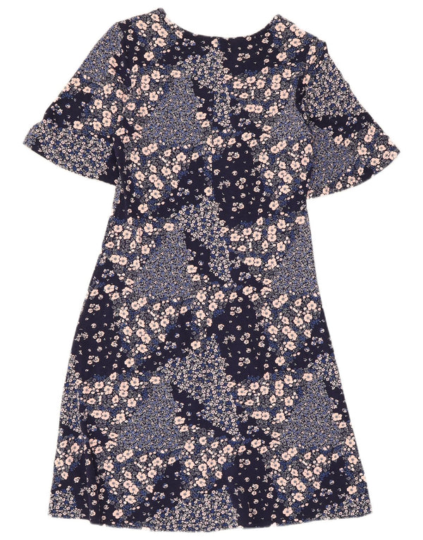 Abito a trapezio da donna Marks & Spencer UK 8 piccolo in viscosa floreale blu navy