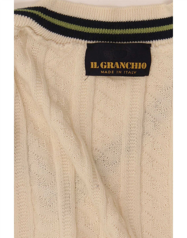 Maglione da uomo con scollo a V Il Granchio medio bianco sporco