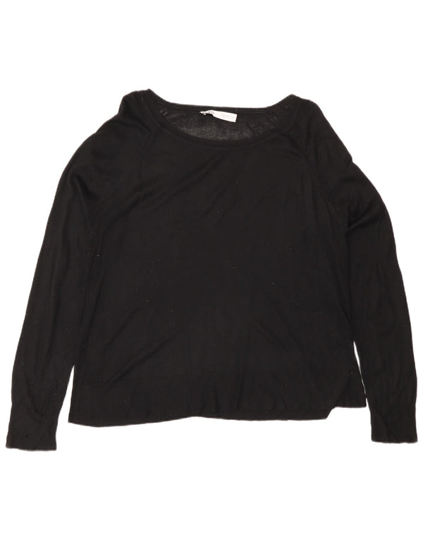Zara Womens Boat Neck Jumper Sweater UK 14 Medium Black