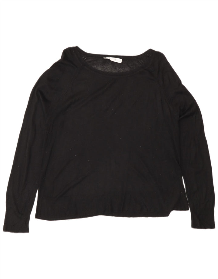 Maglione maglione con scollo a barca da donna Zara UK 14 medio nero