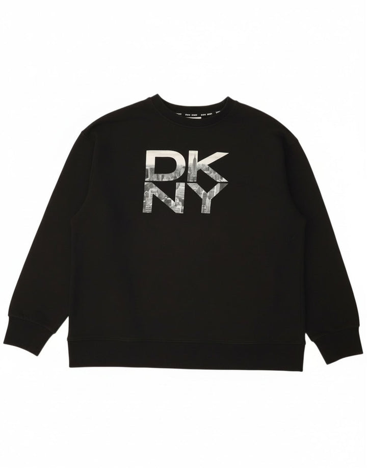 Felpa grafica da uomo Dkny, maglione, cotone nero medio