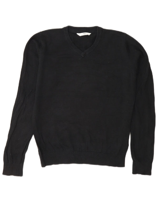Maglione da ragazzo slim con scollo a V Marks & Spencer 12-13 anni in cotone nero