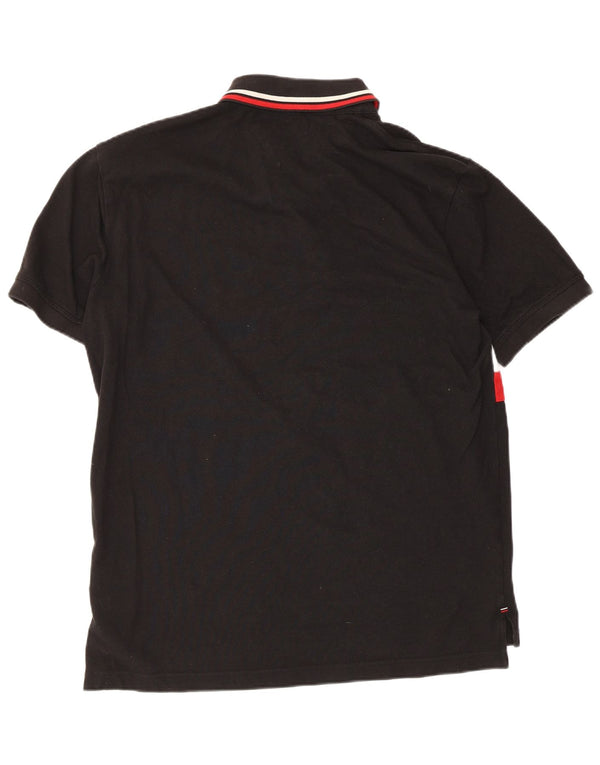 Tommy Hilfiger Mens Regular Fit Polo Shirt XL Black Colourblock Cotton