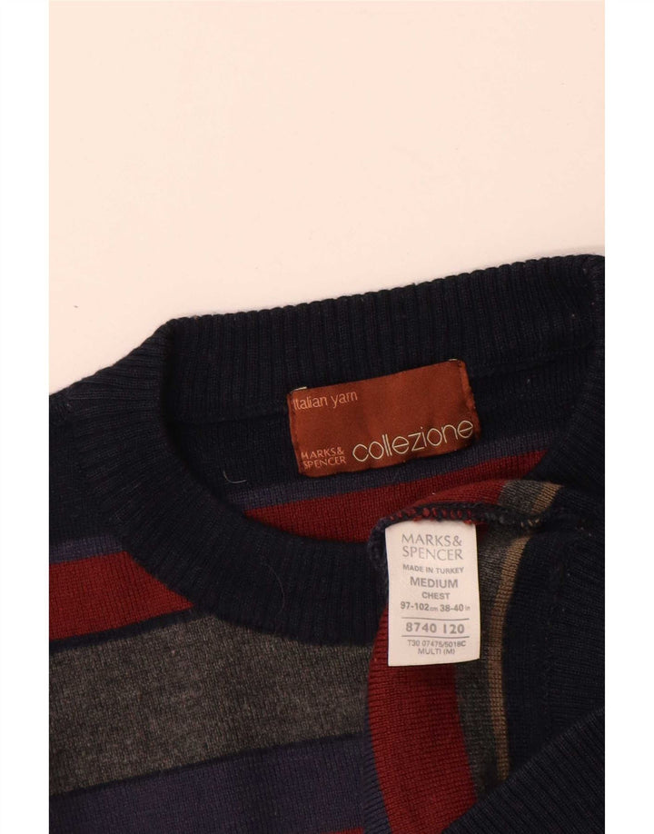 Maglione maglione girocollo da uomo Marks & Spencer a righe medie multicolore