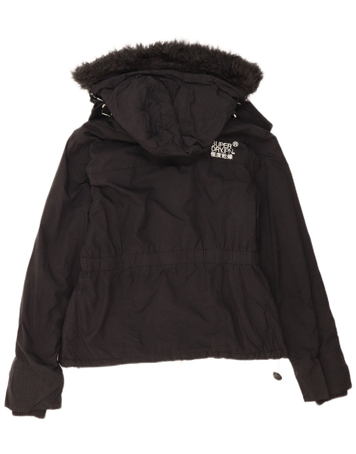 Giacca a vento da donna con cappuccio Superdry UK 16 grande poliestere nero
