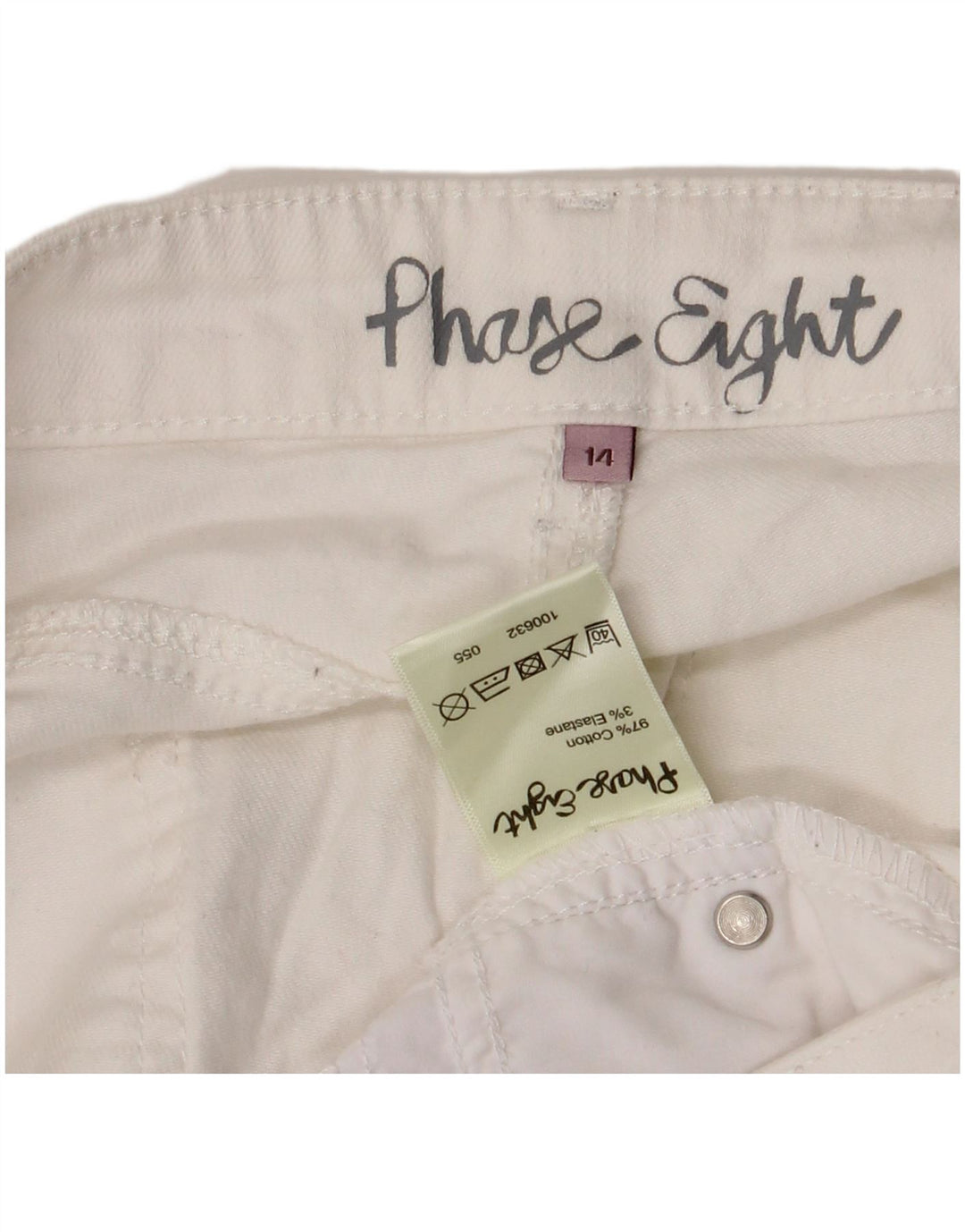Jeans corti da donna Phase Eight UK 14 Large W32 L25 Cotone bianco