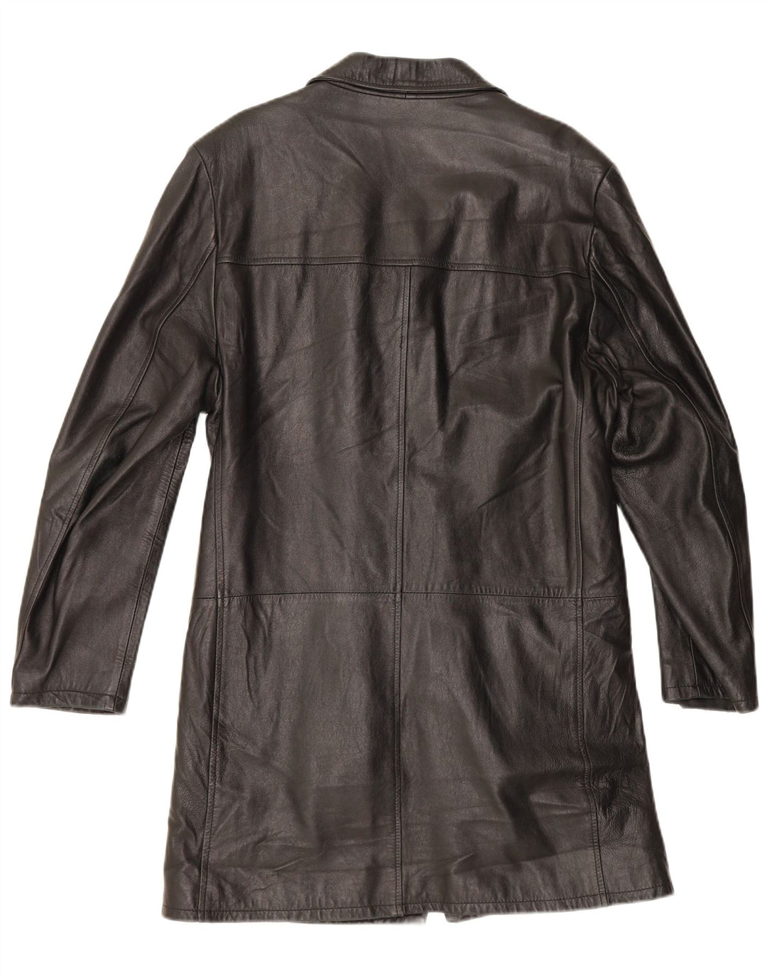Cappotto in pelle da uomo vintage UK 38 in pelle nera media