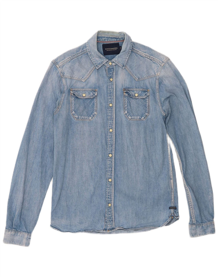 Camicia di jeans slim da uomo Scotch & Soda in cotone blu medio