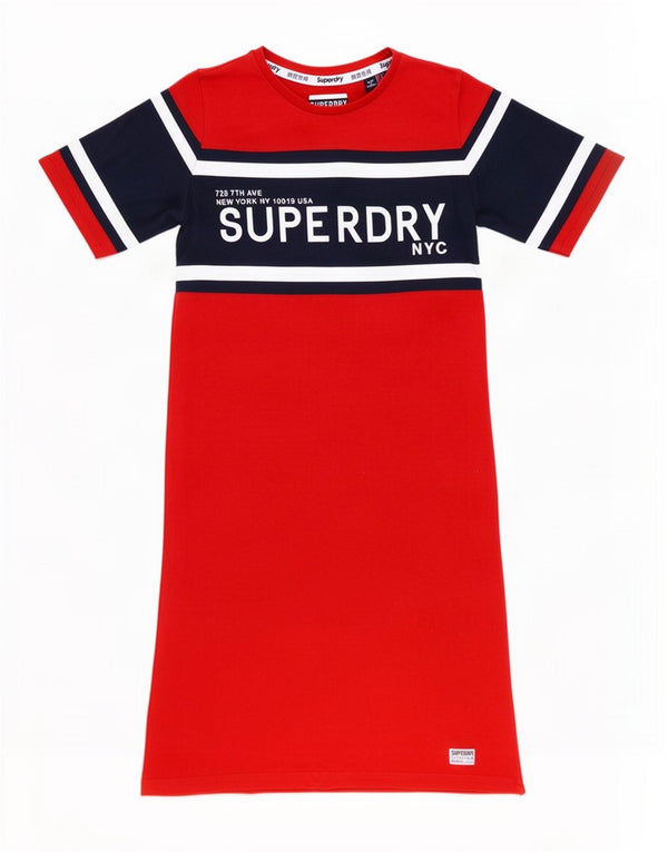 Abito t-shirt con grafica da donna Superdry UK 8 Small Cotone color block rosso
