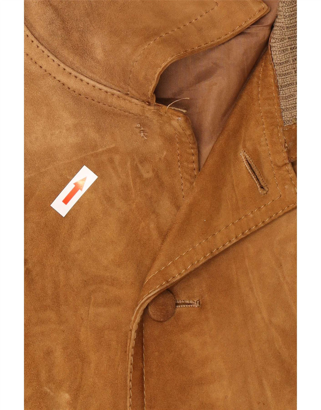 Giubbotto bomber lavorato a maglia vintage da uomo UK 38 Marrone medio