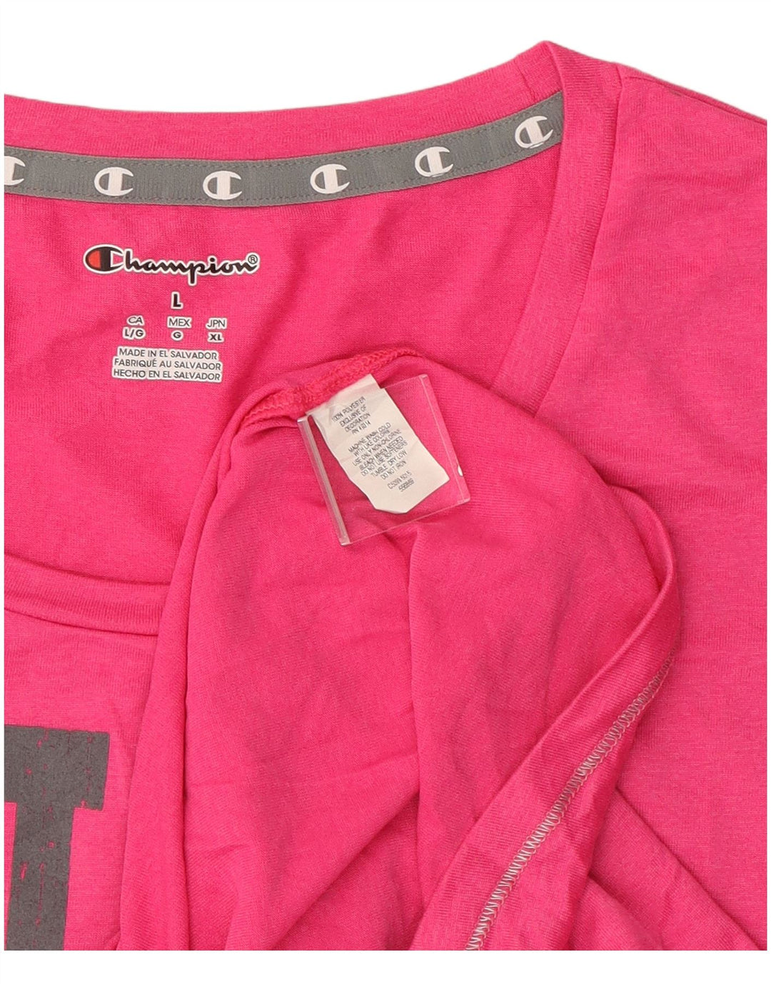 T-shirt grafica da donna Champion Top UK 14 Large Pink Poliestere