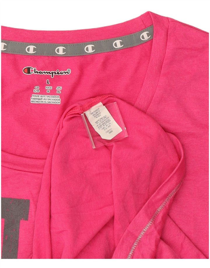 T-shirt grafica da donna Champion Top UK 14 Large Pink Poliestere