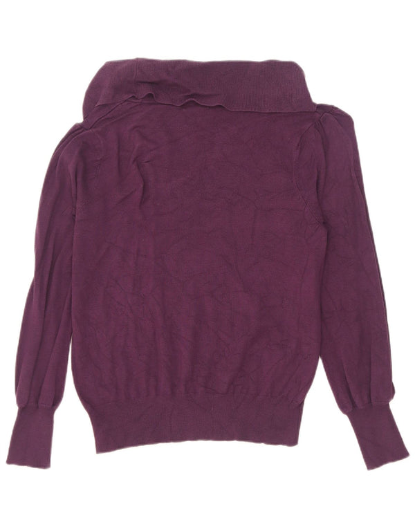 Maglione maglione a collo alto da donna Marks & Spencer UK 14 Viscosa viola medio