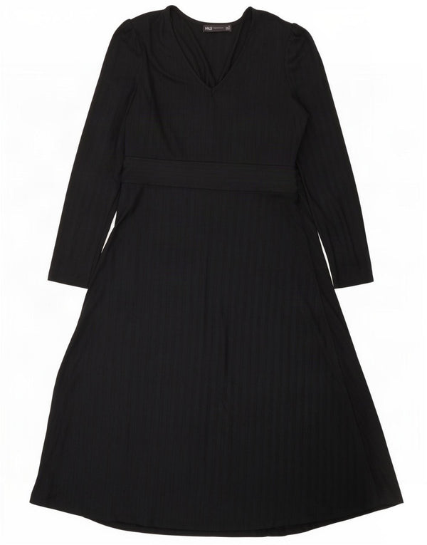 Abito lungo a maniche lunghe da donna Marks & Spencer UK 14 medio a righe nere