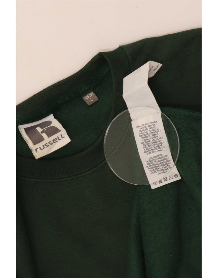 Felpa da uomo Russell Athletic, maglione grande, cotone verde