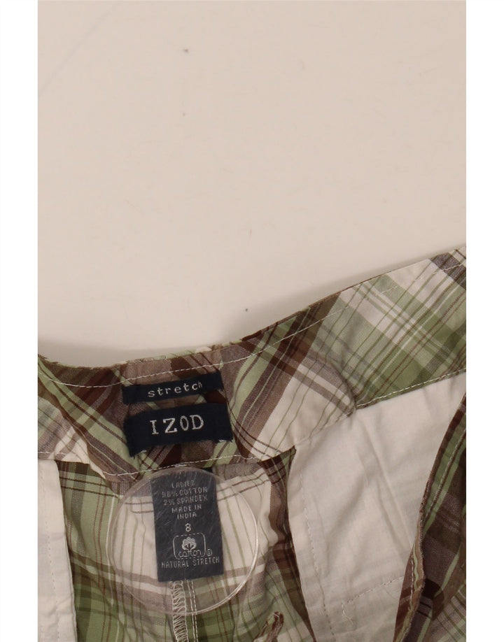 Pantaloncini chino da donna IZOD US 8 Medium W32 in cotone a quadri kaki