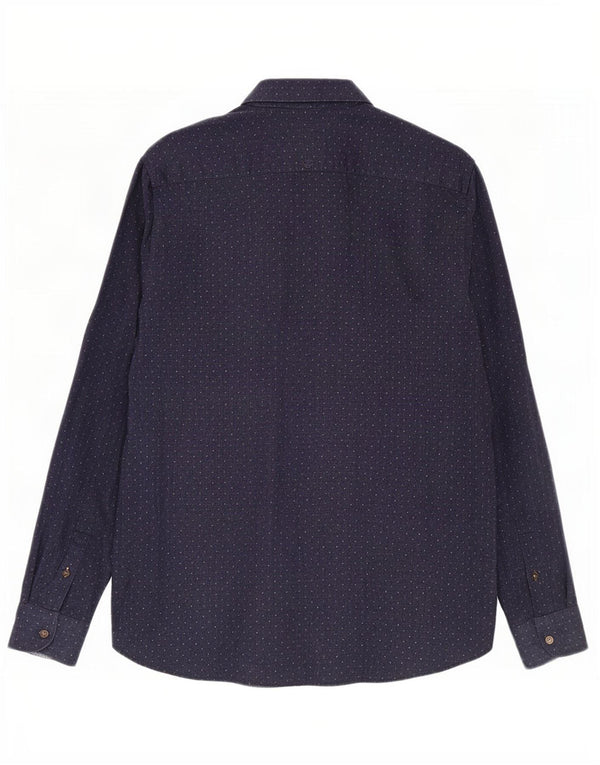 Camicia da uomo Ted Baker taglia 4 grande cotone maculato blu navy