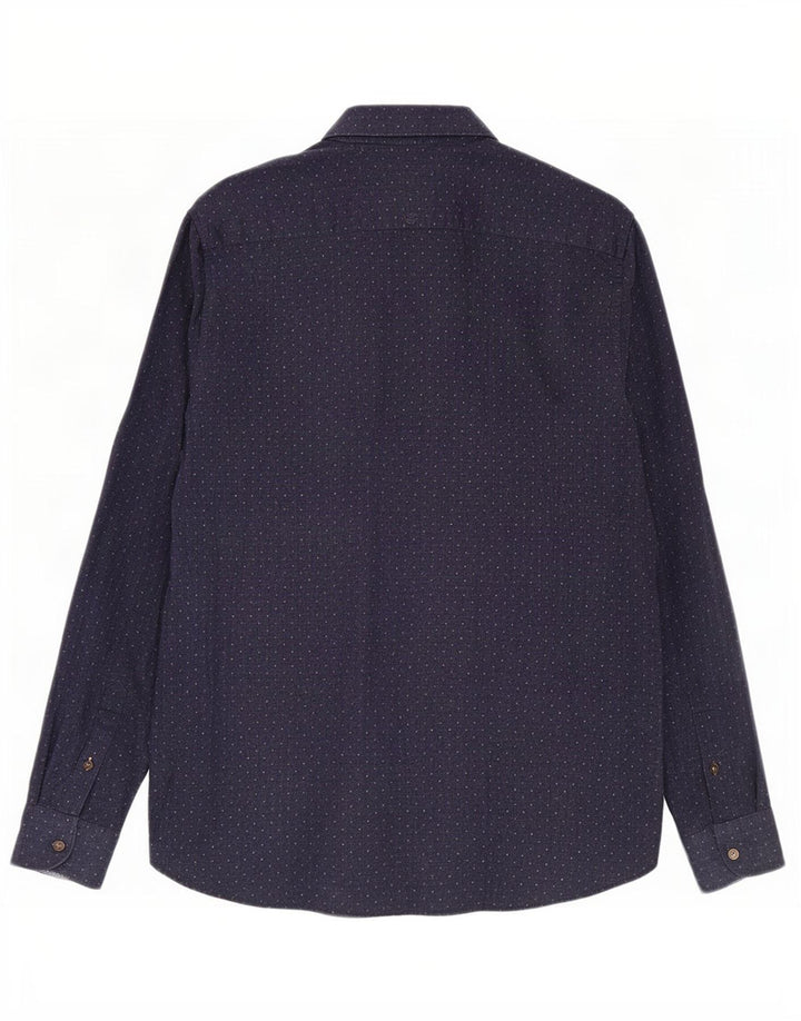 Camicia da uomo Ted Baker taglia 4 grande cotone maculato blu navy