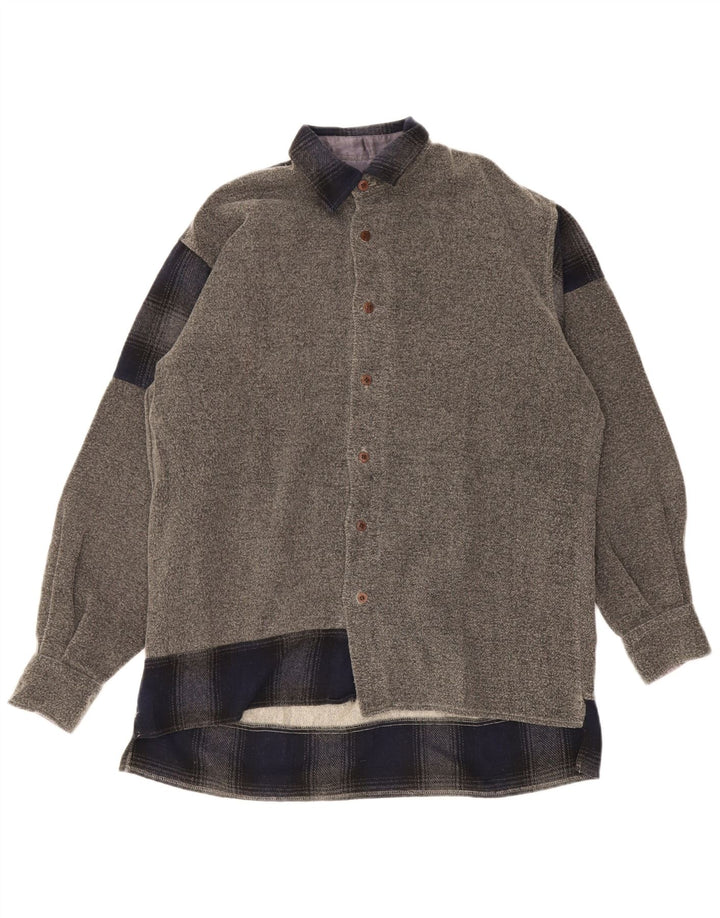 Camicia overshirt da uomo Sisley, vestibilità ampia, piccola, in poliestere color block grigio