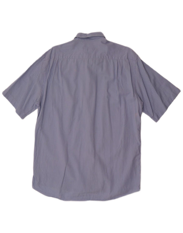 Camicia a maniche corte da uomo Hugo Boss in cotone gessato blu medio