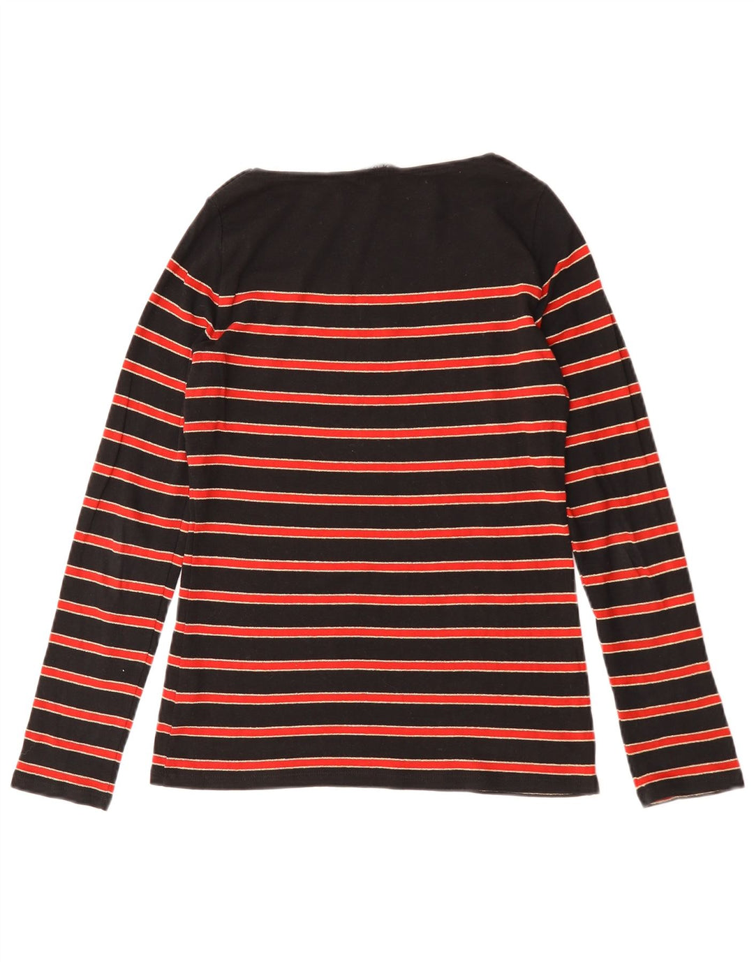 Top da donna Ralph Lauren a maniche lunghe UK 12 cotone a righe nere medie