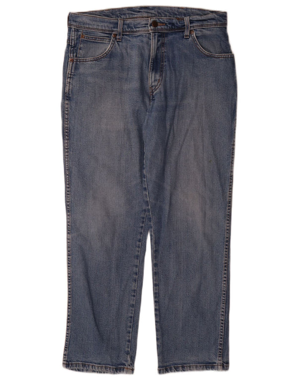 Jeans dritti da uomo Wrangler vestibilità regolare W34 L30 cotone blu