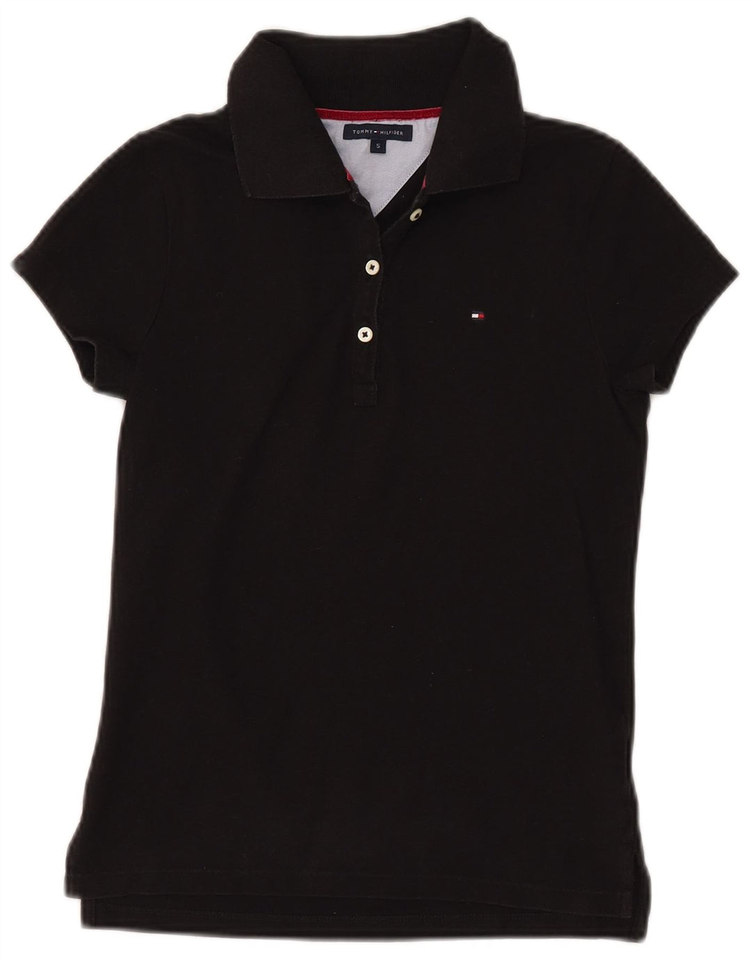TOMMY HILFIGER Polo da donna UK 8 piccola in cotone nero