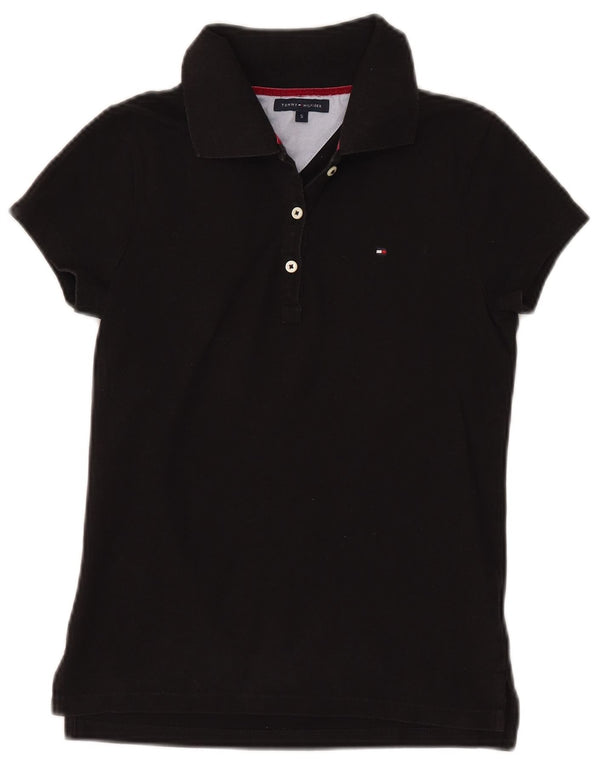 TOMMY HILFIGER Polo da donna UK 8 piccola in cotone nero