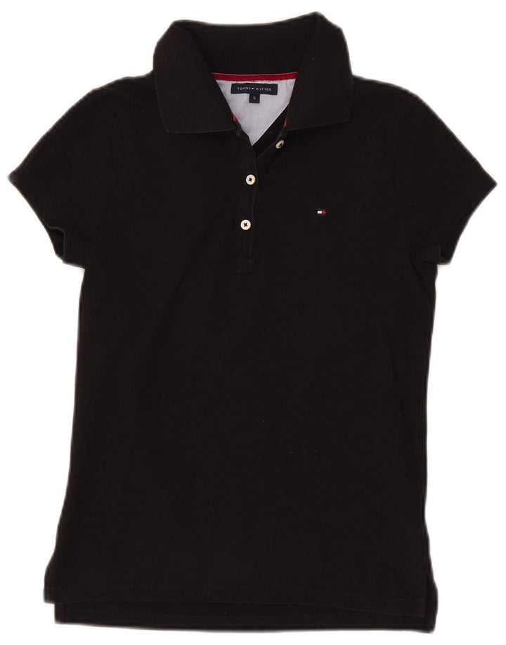 TOMMY HILFIGER Polo da donna UK 8 piccola in cotone nero