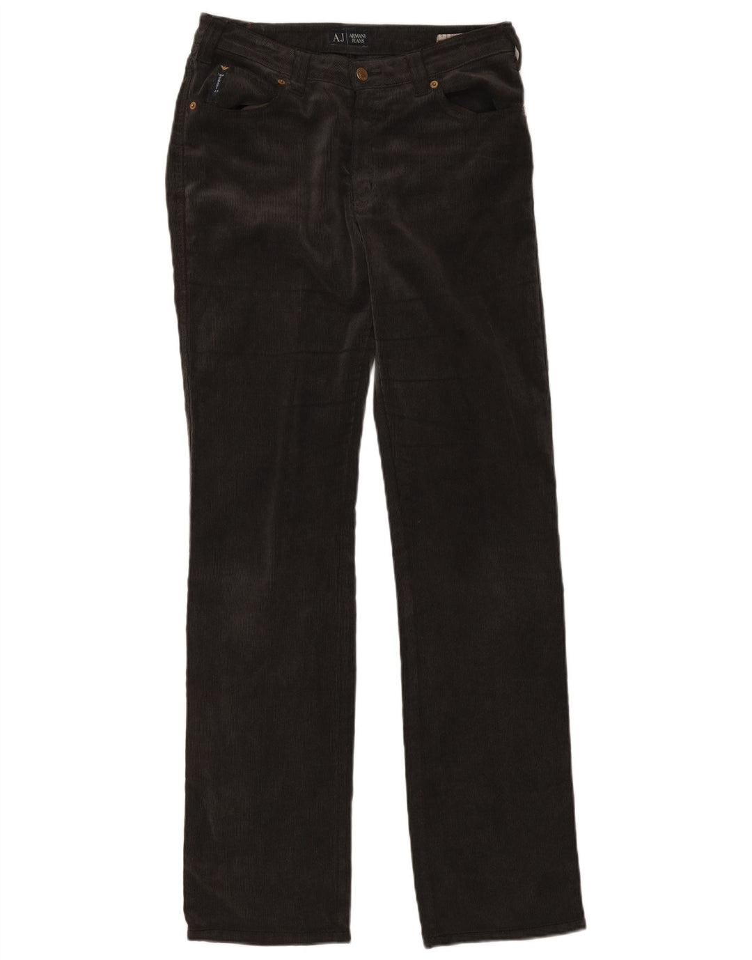 Pantaloni dritti in velluto a coste da donna Armani W31 L34 poliestere grigio