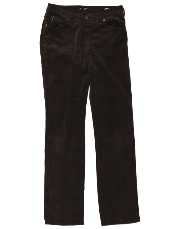 Pantaloni dritti in velluto a coste da donna Armani W31 L34 poliestere grigio