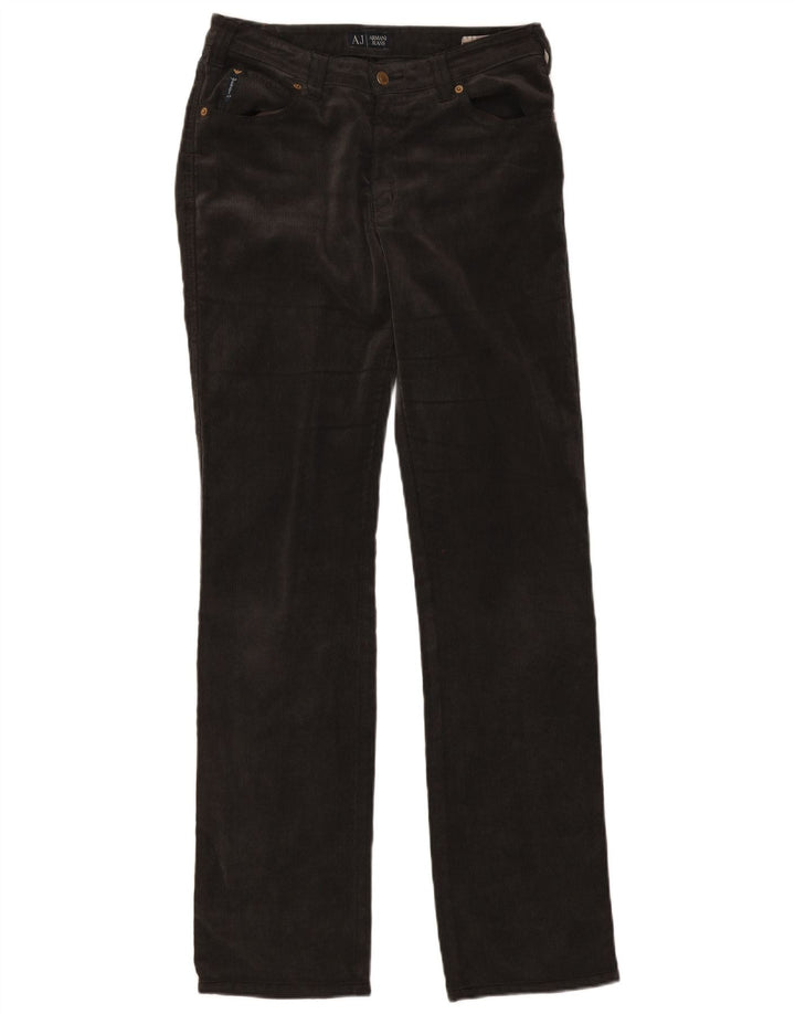 Pantaloni dritti in velluto a coste da donna Armani W31 L34 poliestere grigio