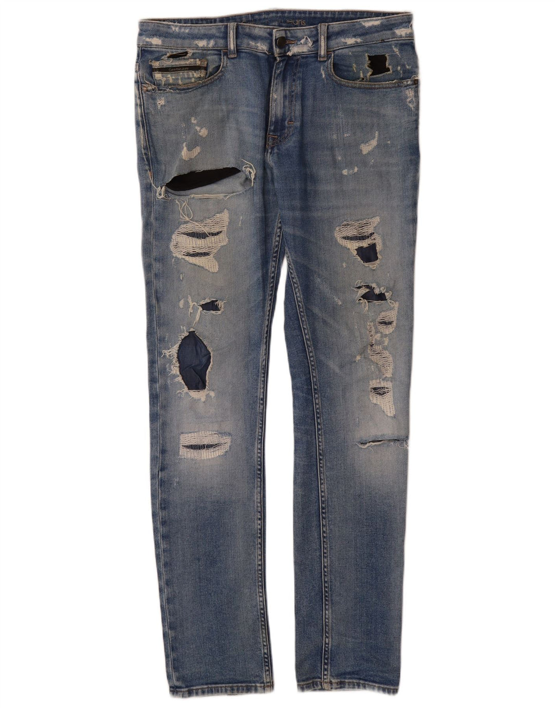 Jeans slim invecchiati da uomo Calvin Klein W32 L34 cotone blu