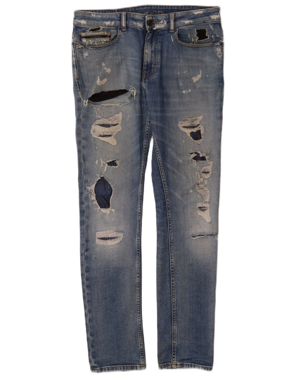 Jeans slim invecchiati da uomo Calvin Klein W32 L34 cotone blu