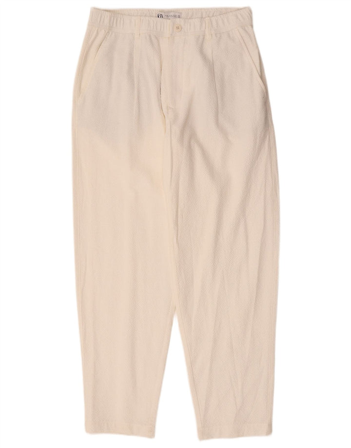 Zara Mens Pegged Chino Trousers Medium W31 L29 White Cotton